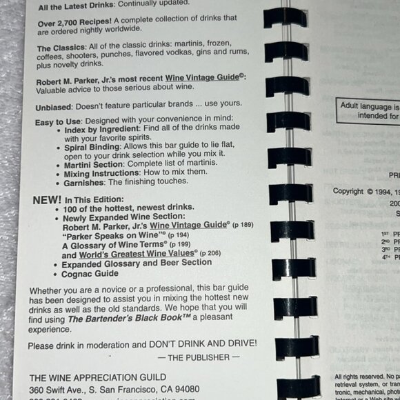 The Bartenders Black Book 7th Edition GREAT CONDITION - Picture 5 of 8